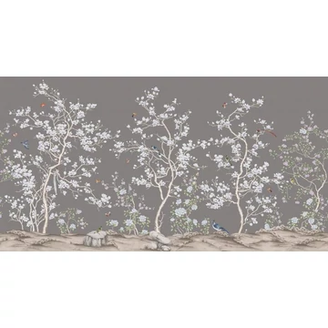 KADAM-Adawall-Fiji-flowers-birds-gray-panel-tapeta